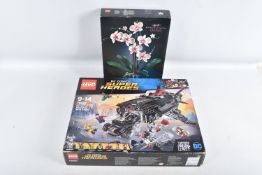 TWO BOXED LEGO SETS, the first a Lego DC Comics Super Heroes Justice League Flying Fox Batmobile