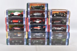 SIXTEEN BOXED 1:43 SCALE ATLAS EDITIONS GRAND PRIX LEGENDS OF FORMULA 1 DIECAST MODELS, these are