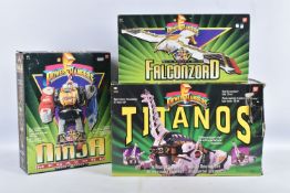 THREE BOXED 1990'S BANDAI POWER RANGERS FIGURES, to include a Deluxe Ninja Megazord, reference 2491,