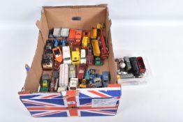 A QUANTITY OF UNBOXED ASSORTED PLAYWORN DIECAST VEHICLES, to include Matchbox King Size Scammell