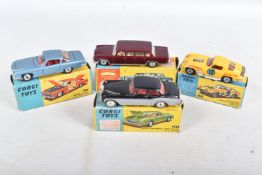 FOUR BOXED CORGI TOYS DIECAST VEHICLES, the first a Mercedes Benz 600 Pullman, no. 247, maroon body,