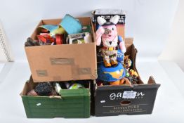 A QUANTITY OF ASSORTED TOYS, DOLLS AND ACTION FIGURES ETC., to include boxed Wisdom Toys battery