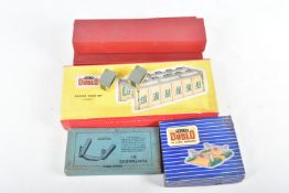 THREE BOXED HORNBY DUBLO ACCESSORY KITS, Two Road Engine Shed (5005), Island Platform (5030) and