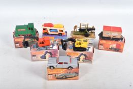 SEVEN BOXED MATCHBOX 75 SERIES MODEL DIECAST VEHICLES, the first a Car Transporter, no 11 C,