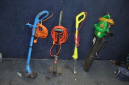 A COLLECTION OF GARDEN ELECTRICALS including Powerbase blower (no collection bag) and strimmer, a