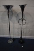 TWO CONTEMPORARY METAL STANDARD LAMPS, condition report: both wobbly in places, some patina, other