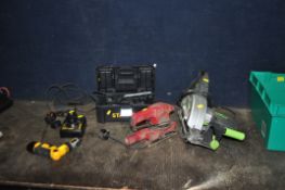 A COLLECTION OF POWER TOOLS including a DeWalt 3.6v screwdriver with two batteries and charger, an