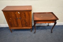 A REPRODUCTION DOUBLE DOOR CABINET, width 82cm x depth 38cm x height 93cm, along with an Archer