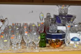 A COLLECTION OF ASSORTED GLASSWARE to include a boxed Stuart Crystal preserve pot and spoon, a boxed