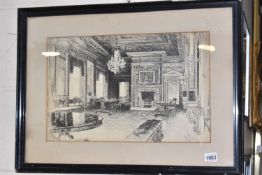 JOSEPH PENNELL (AMERICAN 1857-1926) 'THE CEDAR ROOM, SKINNERS HALL', an interior view of a grand