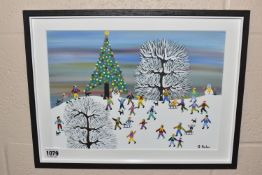 GORDON BARKER (BRITISH CONTEMPORARY) 'THE MOST WONDERFUL CHRISTMAS TREE', a naive winter landscape