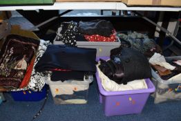 SEVEN BOXES OF VINTAGE LADIES' CLOTHES AND ACCESSORIES, to include dresses, skirts, blouses, coats