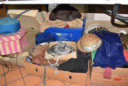 FIVE BOXES AND LOOSE ASSORTED VINTAGE CLOTHING AND ACCESSORIES to include a quantity of vintage