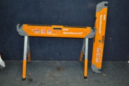 A PAIR OF BORA SPEEDHORSE XT FOLDING METAL SAW HORSES with adjustable leg height (2)