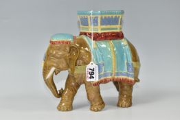 A NINETEENTH CENTURY ROYAL WORCESTER ELEPHANT VASE, designed by James Hadley, the tan elephant