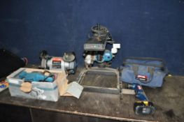 A COLLECTION OF RYOBI POWER TOOLS including a RA-200 radial arm saw (on switch not working