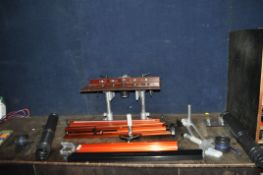 A COLLECTION OF TOOL ACCESSORIES including UJK Technologies mitre guide, two 61cm straight edge