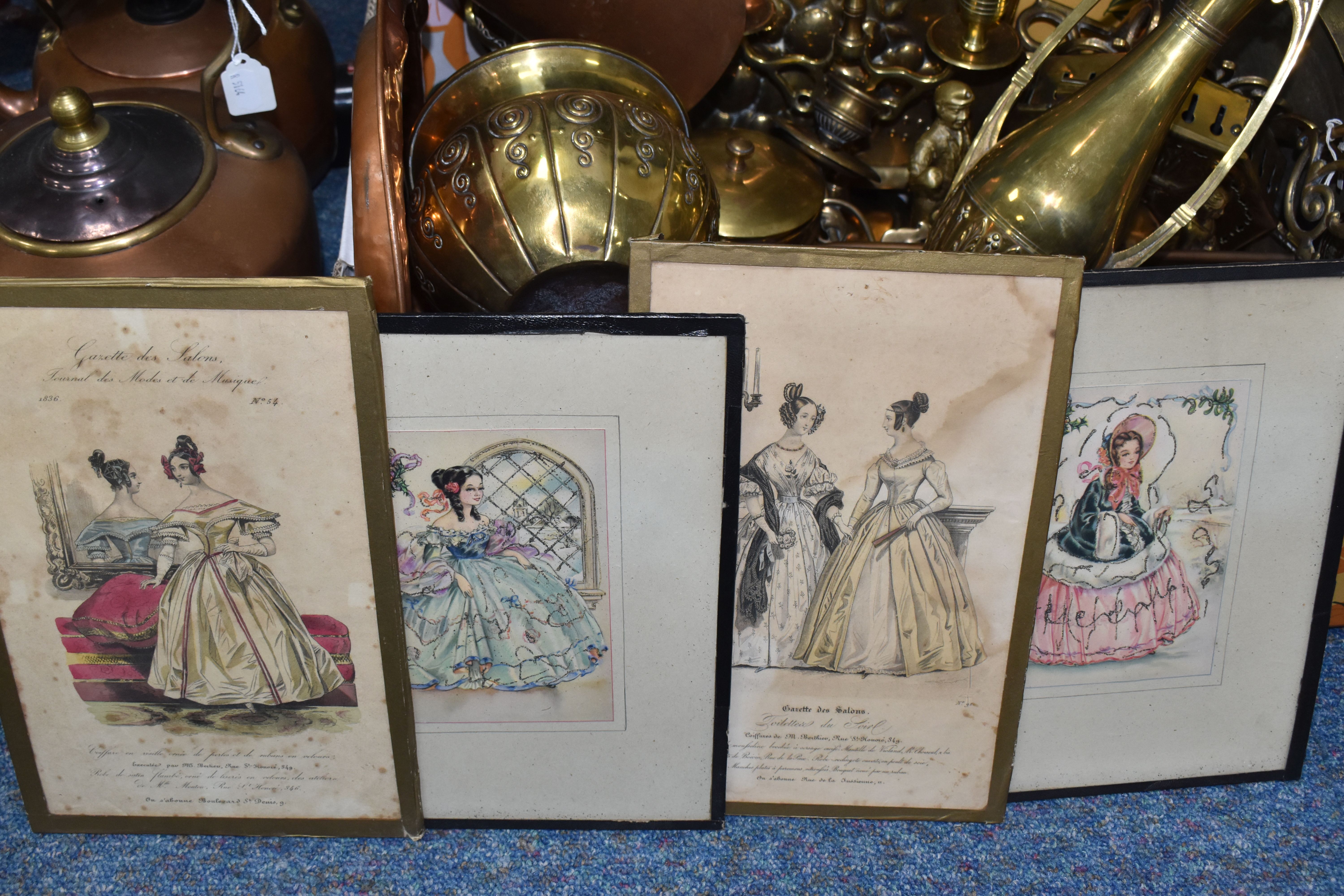 THREE BOXES AND LOOSE METALWARE, PICTURES AND SUNDRY ITEMS, to include brass and copper wares, - Image 4 of 6