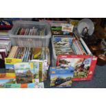 THREE BOXES OF RAILWAY INTEREST ITEMS, to include approximately twenty five books on LMS Engines,