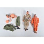 A QUANTITY OF PALITOY ACTION MAN AND PEDIGREE TOMMY GUNN FIGURES & UNIFORMS, two Tommy Gunn figures,