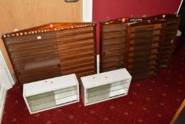 FOUR WOODEN WALL MOUNTED CABINETS AND TWO MEDICINE CABINETS, featuring Swiss flags and Cantons, with