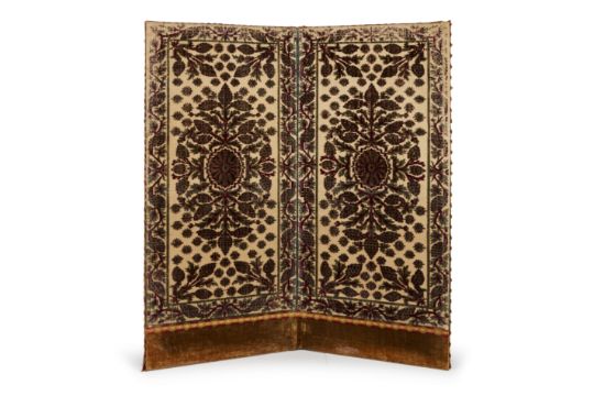 Two velvet panels,  Scutari, Istanbul, Ottoman Turkey 19th century,  The cream field with a larg...