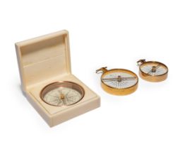 A George III gilt-brass thirty-two point pocket compass, by Dolland, London, late 18th century, t...