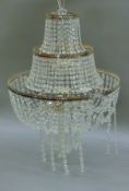 A cut-glass hanging chandelier. 45 cm diameter.