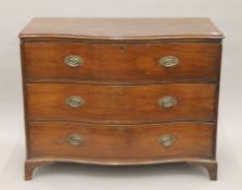 A 19th century mahogany serpentine chest of drawers. 123 cm wide.