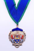 A silver and enamel Past Master medal and ribbon, in original Toye, Kenning & Spencer of London box.