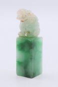 A jade dog-of-fo seal. 5 cm high.