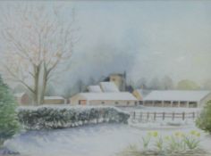 LYNDA EASTGATE, 'April Snow, Wearham 1991', watercolour, framed and glazed. 29 x 21.5 cm.