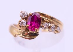 An unmarked gold dress ring. Ring size N.