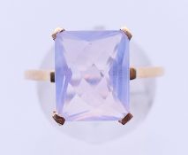 A 9 ct gold rose quartz ring. Ring size R.