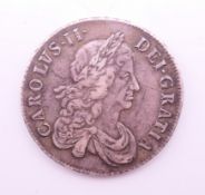 A 1671 Charles II crown coin.