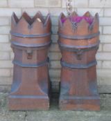 Two Victorian crown-top chimney pots. Each 76 cm high.