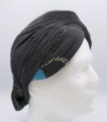 A vintage traditional Javanese (Indonesia) gentleman's pleated Wulung motif batik fabric hat