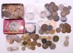 A quantity of British coins to include: a 1799 George III half penny coin, Victorian (one penny,