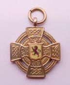 A 9 ct gold Scottish football league championship 1921-22 winners medal,