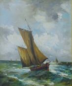 'Sailing Boat', oil on canvas, indistinctly signed, framed. 48 x 59 cm.
