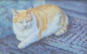 ANTHONY DAY (1922-2023) British, 'On The Doormat', egg tempera, 1995, framed and glazed. 17 x 10.