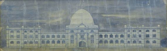 ALBERT E A LOCKE (19th century), 'Front Elevation Architectural Drawing', pen and ink on paper,