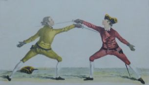 A set of six fencing prints after J GWYN DELIN from Domenico Angelo's L'Ecole des Armes designed by