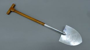 An oak and silver presentation spade,
