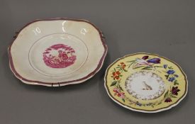 Two 19th century porcelain plates, one titled Charity. 25 cm wide.
