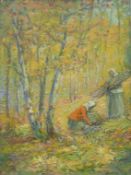 SIDNEY W CURTIS (1852-1926), American, 'The Fagot Gatherers', oil on board,