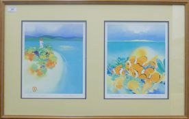 HELEN WILTSHIRE (1945-2011) Australian, 'Quicksilver Series' two prints in a common frame,