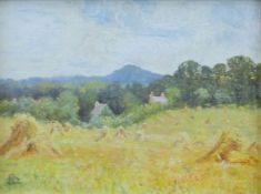 GEORGE RANSOM RA (1843-1935) British, 'Haystacks in a Field', oil on board,