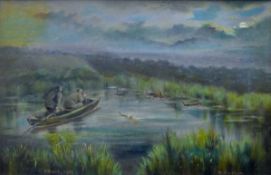 JOHN ALLAN PERSHOUSE TITTERTON (1830-1914) British, 'Otter Shooting at Ely, Cambs', oil on canvas,