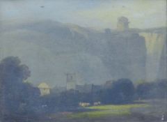 19th CENTURY 'Landscape' oil on canvas, the frame inscribed 'P de-Wint'. 44 x 32.5 cm.
